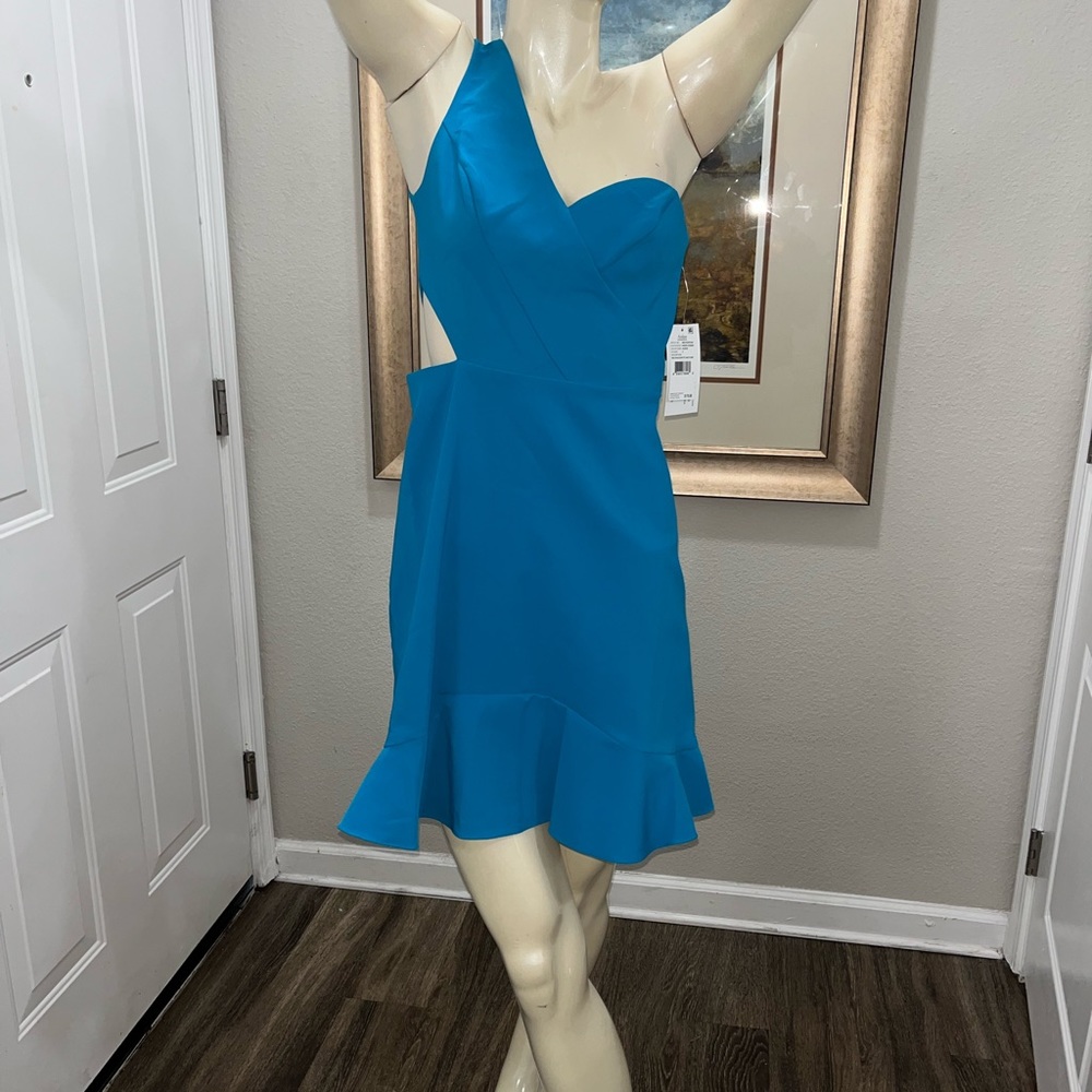 AIDAN MATTOX ONE SHOULDER A-LINE DRESS TEAL NEW (size 4)